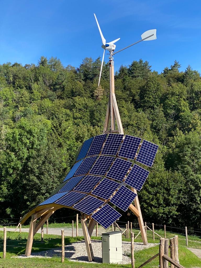 Wind turbine and solar panel combination