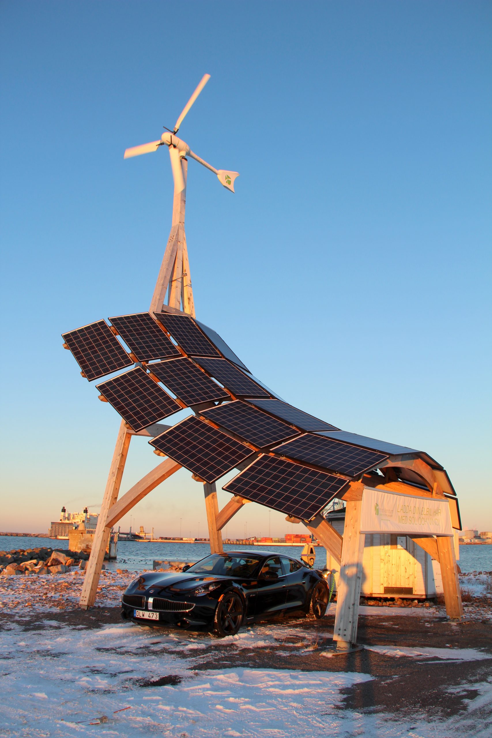 wind turbine and solar panel combination